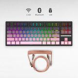 Leaven K88 Mekanik Oyun Klavyesi- 3 Modlu Hot Swap Rgb 4000 Mah Batarya + Coiled Klavye Kablosu - Pembe
