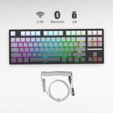 Leaven K88 Mekanik Oyun Klavyesi- 3 Modlu Hot Swap RGB 4000 Mah Batarya + Gri renk Coiled Klavye Kablosu
