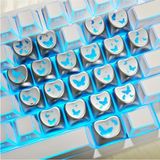 Leaven Kelebek Kalp Keycap Tuş Takımı Pbt - Rgb Uyumlu Işık Geçirgen - Gümüş