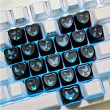 Leaven Kelebek Kalp Keycap Tuş Takımı Pbt - Rgb Uyumlu Işık Geçirgen - Siyah