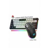 Leaven Levaen K620 Hot-Swap kablolu Mekanik Klavye+ HXSJ T90 Kablosuz 3 Modlu Oyuncu Mouse