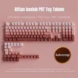 Leaven Mekanik Klavye Keycaps Seti- 130 Tuş Pbt Çift Baskılı-Alttan Baskılı Gradyen Renkli - Kahverengi