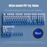 Leaven Mekanik Klavye Keycaps Seti- 130 Tuş Pbt Çift Baskılı-Alttan Baskılı Gradyen Renkli - Mavi