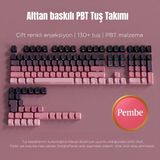Leaven Mekanik Klavye Keycaps Seti- 130 Tuş Pbt Çift Baskılı-Alttan Baskılı Gradyen Renkli - Pembe