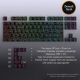 Leaven Mekanik Klavye Kontur Keycaps Seti- 97 Tuş Şeffaf Rgb Uyumlu Çizgili Tuş Takımıı - Beyaz - Siyah