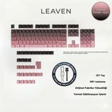Leaven Mekanik Klavye -Pbt Çift Baskı Keycap Seti- Çizgi Desenli 137 Tuşlu Pudra Pembe-Siyah Tuş Takımı - Pembe - Siyah