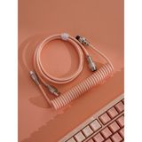Leaven Mekanik Klavyeler Ile Uyumlu Coiled Cable- Örgülü Sarmal Type-C Klavye Kablosu - Pembe