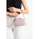 Lebibe Shoes Polkıa Pembe Saten Kumaş Puantiye Desenli Zincir Askılı Klips Kapamalı Clutch Çanta