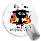 lebrocoli Fire Cat Mouse Pad, Komik Küçük Yuvarlak Fare Altlığı, Çalışma için Mini Seyahat Fare Altlığı Kablosuz Bilgisayar Dizüstü Bilgisayarı, Ofis Masası Aksesuarları, 21,8 x 21,8 cm
