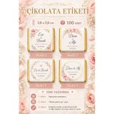 LecaTTe Kişiye Özel Madlen Çikolata Etiketi Nişan Düğün Söz Nikah İsimli Baskılı Sticker Etiket Kare