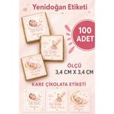 LecaTTe Kişiye Özel Yenidoğan Kare Çikolata Etiketi – 100 Adet