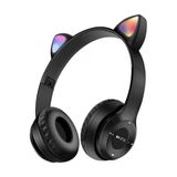 Lech Store Lech Işıklı Renk Değiştiren Cat Kedi Kulaklık Siyah Gamer Kulaklığı P47m Kulaklık Çocuk Y