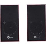 Lecoo DS105 Kablolu 1+1 USB + 3.5mm Jack Girişli 5W Gelişmiş Net Ses Teknolojisi ve Tak Çalıştır Kolay Kurulum Stereo Surround Ses Soundbar 634g Kompakt Masaüstü Kırmızı Ahşap Hoparlör