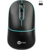 Lecoo WS210 Kablosuz 1600DPI 6 Tuşlu Çift Modlu WiFi + Bluetooth RGB Aydınlatmalı Şarj Edilebilir Sessiz Optik Mouse Siyah