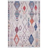 Leczna Mavi Modern Geometrik Etnik Eskitme Desenli Boho Makinada Yıkanabilir Hafif Hav Toz Vermez Leke Tutmaz Kaymaz Taban Dijital Makine Baskı Halı Oturma Odası Salon Yolluk Koridor Mutfak Halısı