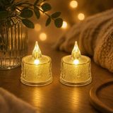 LED 2 Adet Dekoratif Mum Sarı Işık – Alev Efektli Tealight Gece Lambası - Çok Renkli