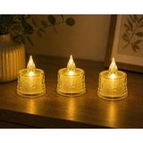 LED 3 Adet Dekoratif Mum Sarı Işık – Alev Efektli Tealight Gece Lambası