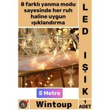 #Led 8 Fonksiyonlu Dekoratif Fişli Uzatma Cafe Süs Sıcak Işık Şerit Yıldız Gün Işığı 5 Metre 28 Led