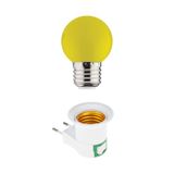 Led Açma Kapama Anahtarlı Duy Fişli + 1w Tasarruflu Renkli E27 Led Gece Lambası Sarı Işık - Led Ampul -