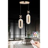 LED Alfa 2'li Gold Kumandalı 3 Renk Ledli Kristal Taşlı Modern LED Avize
