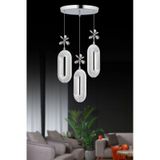 Led Alfa 3'lü Gümüş Kademeli 3 Renk Ledli Kristal Taşlı Modern Led Avize Krom