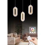 LED Alfa 3'lü Sıralı Gold Yemek Masası Kumandalı 3 Renk Ledli Kristal Taşlı Modern LED Avize