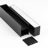 LED Alüminyum Profil Siyah Kasa 1 Metre 50x65mm Opak Pleksi Kapak Yan Kapak Sıva Üstü Tutucu 15475