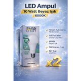 Led Ampul 10 Watt Beyaz Işık 6500K Yüksek Aydınlatma E27 Duy Tasarruflu 2 Adet