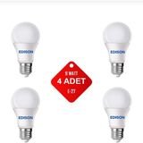 LED Ampul Beyaz Renk 9 Watt Tasarruflu 4lü Paket Ampül