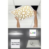 LED Asma Tavan LED Paneli, 60CM x 60CM, Sıva Altı LED Işık, Uv Baskı Avize, Kare Ama Tavan Aydınlatma, Ofis Tavan Ledi, Gökyüzü Panel 54W Desenli Aydınlatma - 6400K - Beyaz