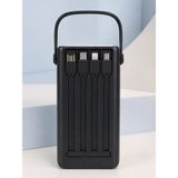 LED Aydınlatmalı Powerbank 50.000 Mah 22,5 W Hızlı Şarj 4 Dahili Kablolu Dijital Pil Göstergeli Batarya - Çok Renkli
