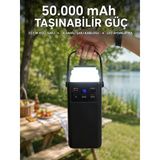 Led Aydınlatmalı Powerbank 50.000 Mah 22,5 W Hızlı Şarj 4 Dahili Kablolu Dijital Pil Göstergeli Batarya - Lisinya