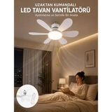 LED Aydınlatmalı Tavan Vantilatörü Güçlü Hava Sirkülasyonu Sağlayan Sessiz - COMPTR2570-2 - Çok Renkli