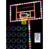 LED basketbol potası ışık seti, karanlıkta parlayan basketbol ağı, 16 renk basketbol jantı, LED ışık, açık hava naylon çember ağı ve uzaktan kumandalı basketbol çember ışıkları, havuz sporları, okul