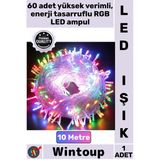 #Led Dekorasyon Aydınlatma Yılbaşı Süsleme Şeffaf Kablo Pilli Rgb 2 Kademeli 10 Metre 60 Led Işık Vitrin