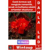 #Led Dekoratif Aydınlatma Süsleme Yılbaşı 10 Metre Damla Uçlu Şık Kırmızı Işık Şeffaf Kablo 100 Led