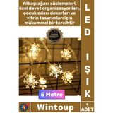 #Led Dekoratif Şeffaf Kablo Yılbaşı Süsleme 2 Kademeli Pilli Gün Işığı Şık Kar Tanesi 5 Metre 28 Led