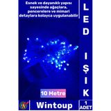 #Led Dekoratif Yılbaşı Ağacı Cafe Parti Süsleme 10 Metre Damla Uçlu Şeffaf Kablo Mavi Işık 100 Led