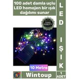 #Led Dekoratif Yılbaşı Animasyonlu Çok Renkli 10 Metre Damla Uçlu Şık Rgb Işık Siyah Kablo 100 Led