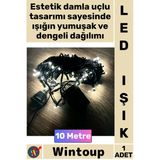 #Led Dekoratif Yılbaşı Aydınlatma Süsleme Şık 10 Metre Damla Uçlu Şık Gün Işığı Siyah Kablo 100 Led