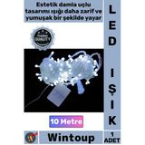 #Led Dekoratif Yılbaşı Cafe Süsleme Aydınlatma 10 Metre 100 Led Damla Uçlu Şeffaf Kablo Beyaz Işık