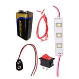 Led Deney Seti 1 Paket Basit Elektrik Devresi 9 Volt Pil Beyaz Led Işık Anahtar 9 Volt Pil Yatağı