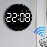 LED Dijital Duvar Saati 10 İnç Kumandalı RGB Çift Alarmlı Dekoratif Masa ve Duvar Saati