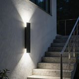 LED Dış Mekan Duvar Lambası Uzun IP65 Su Geçirmez Duvar Aydınlatması Villa Sundurma Aplik Alüminyum Duvar Lambası İç Mekan/Dış Mekan Teras Bahçe Girişi Koridor (Siyah Beyaz Işık, 61 cm)