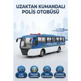 Led Farlı 4 Fonksiyonlu Uzaktan Kumandalı 1:30 Ölçekli Gerçekçi Tasarımlı Oyuncak Polis Otobüsü