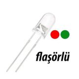 Led Flaşör Kırmızı Yeşil 5mm Animasyonlu