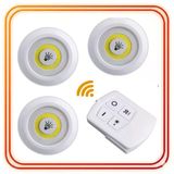 Led Gece Lambası Seti - 3 Lü Yuvarlak, Kumandalı & Dokunmatik, Pilli Led