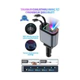 Led Işık Tavan Aydınlatmalı 66w 4'1 Çift Kablolu Hızlı Şarj 3.4a Araç İçi Çakmaklık Şarj Aleti Siyah