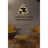 Led Işıklı 2 Katmanlı Kişiye Özel Kahve Fincanı Figürlü Tablo Mutfak Ve Cafe Duvar Dekorasyonu Sarı 70 cm