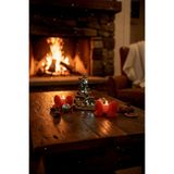 LED Işıklı 3D Yılbaşı Dekor Seti 3’lü Çam Ağacı ve Kurdela Mumluk, Tealight Mum Dahil, Masaüstü Yeniyıl